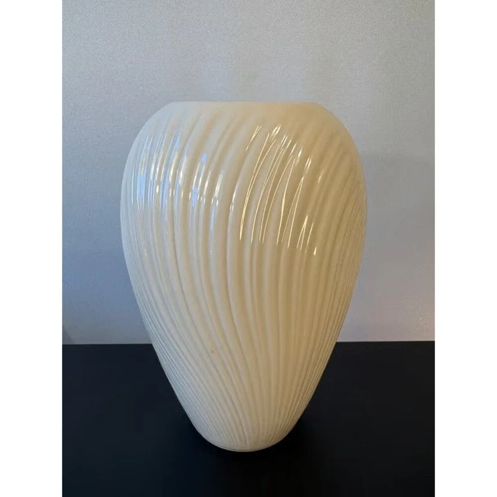 Lenox Cream Ribbed Ovoid Vase Swirled Fluting Ivory Porcelain Made in USA